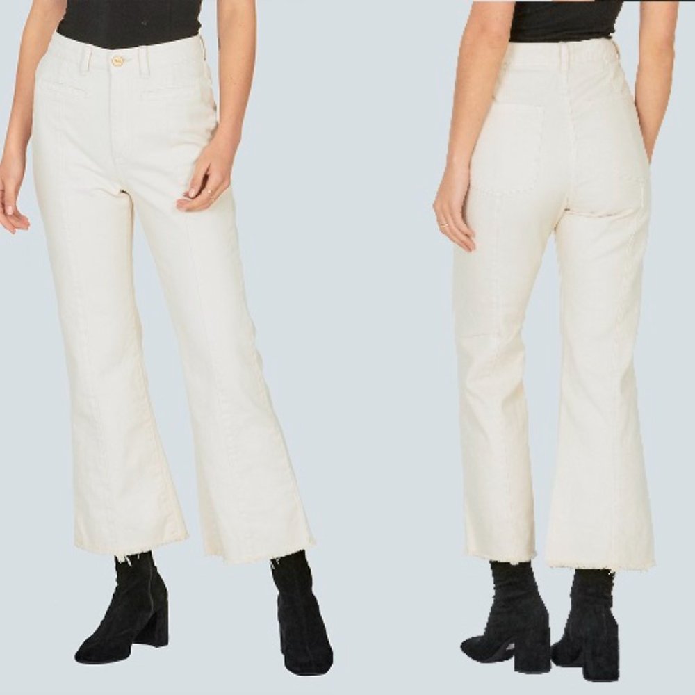 amuse society flying high wide leg cream denim pant